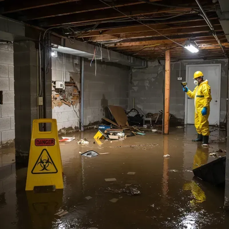 Flooded Basement Electrical Hazard in Crete, IL Property